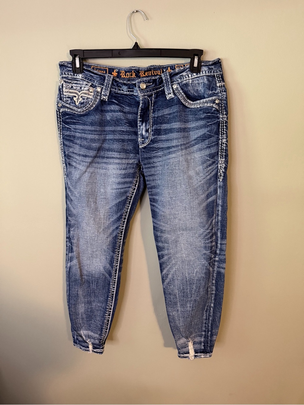 Gorgeous Rock Revival Lainna Ankle Skinny Jeans Embellished Pockets 26” Inseam - Picture 4 of 8